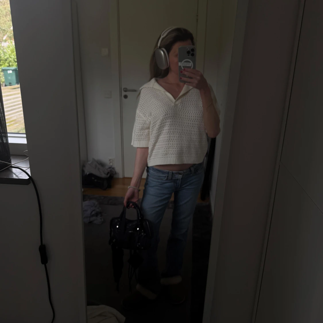 Vit stickad polotröja - 2