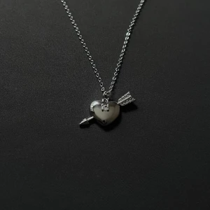 Flèche d’Argent - Silver Hjärthalsband med Pil - 44 + 5 cm. Rost- & nickelfri.
