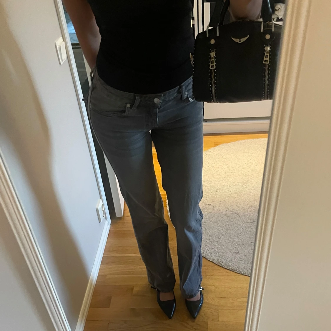 Grå lågmidjade jeans - 3