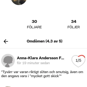 Omdöme  - På annonser jag lägger upp så skriver jag alltid vilka defekter grejen jag säljer har eller visar på bild eller båda och. Även plick själv sa att defekterna syntes tydligt på bilderna. Det var ett par mjukisbyxor som såldes! Så rekommenderar till alla er som funderar på att köpa nån av grejerna jag säljer: dubbelkolla alltid bilderna och vad jag skrivit  i annonsen tack. Och byxorna va absolut inte "riktigt slitna"