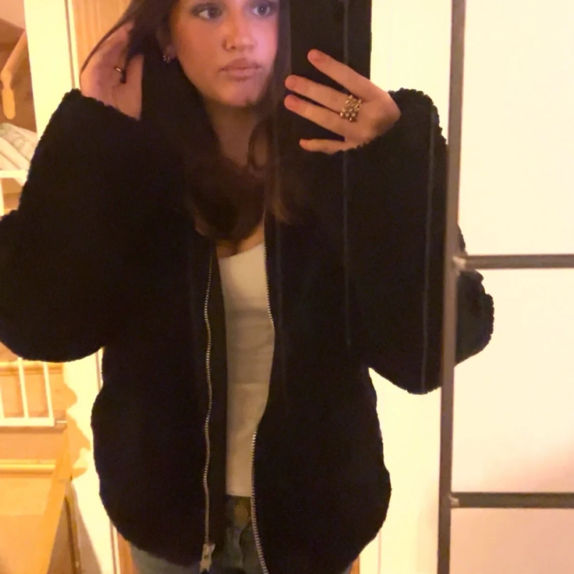 Svart trendig teddyjacka från hm - 1