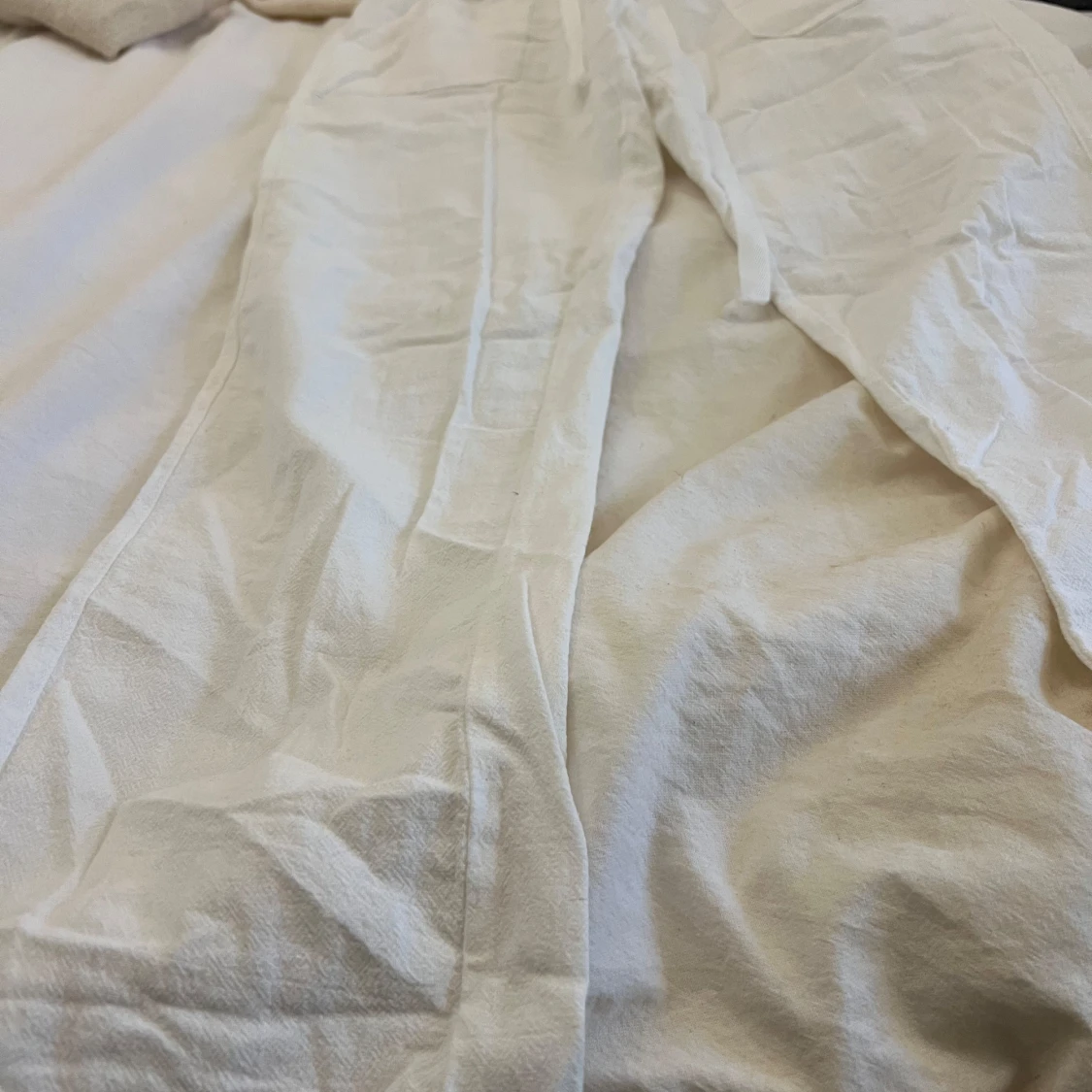 Vita lågmidjade linnebyxor - 2