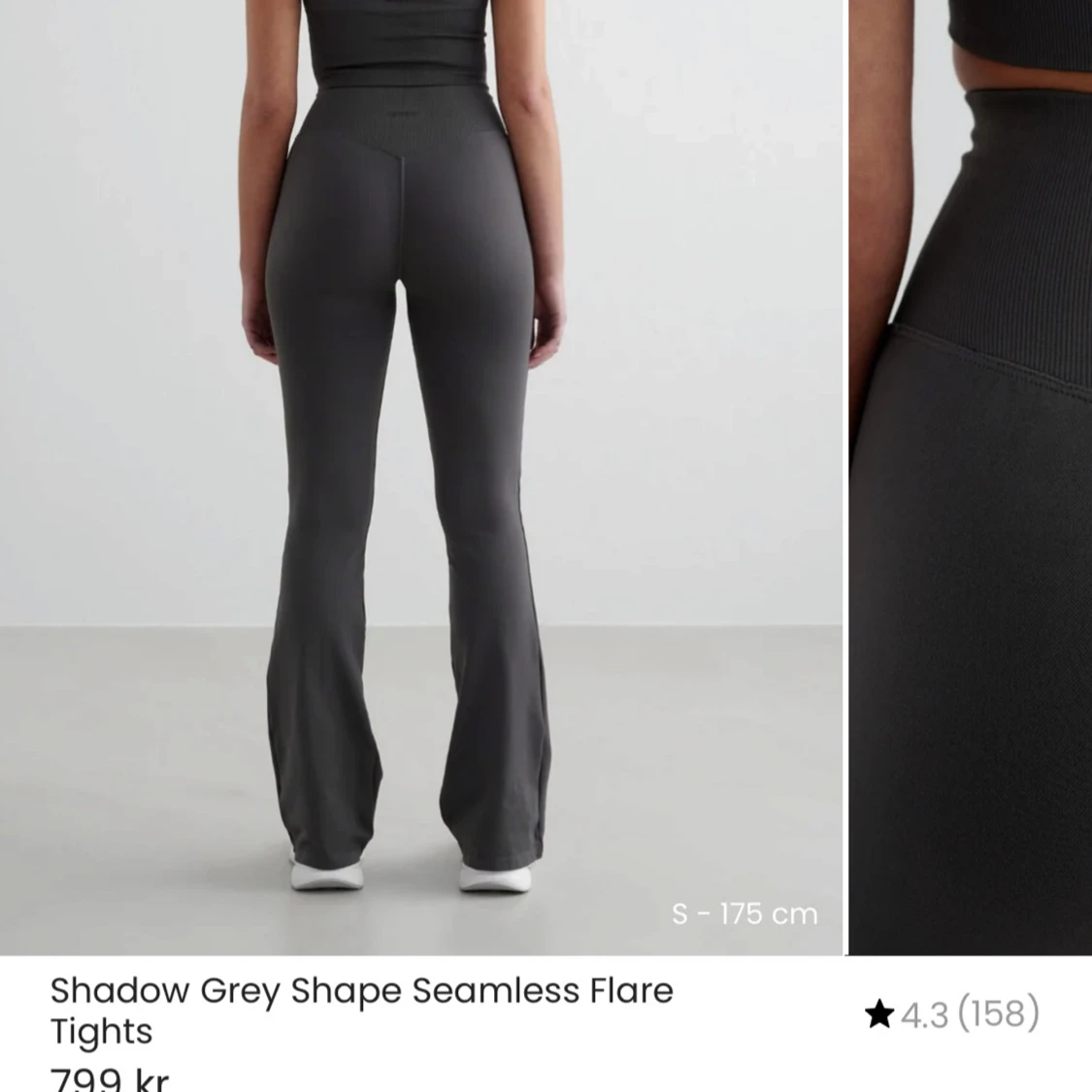 Mörkgrå sömlösa flare tights - 3