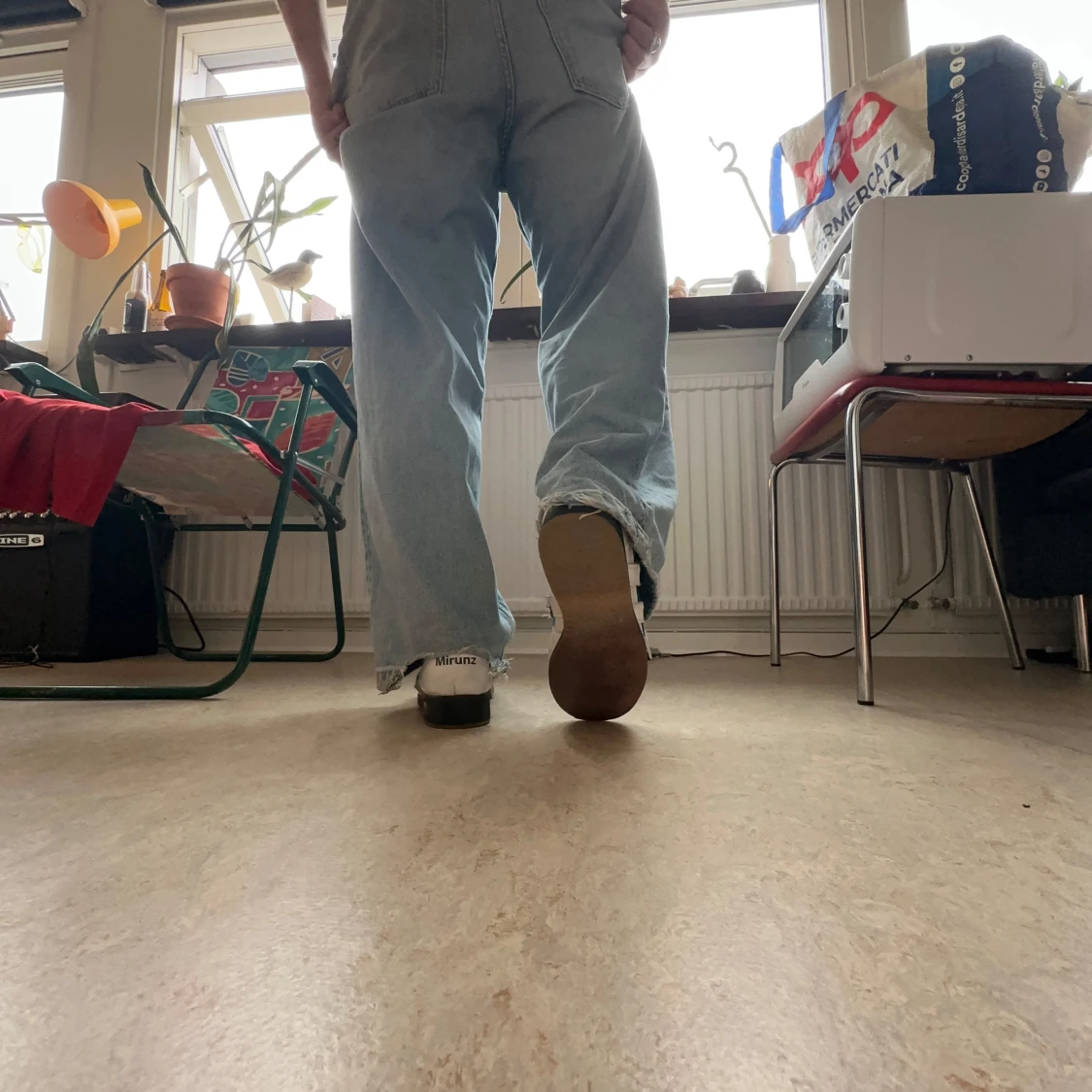 Vita och blåa vintage sneakers - 1