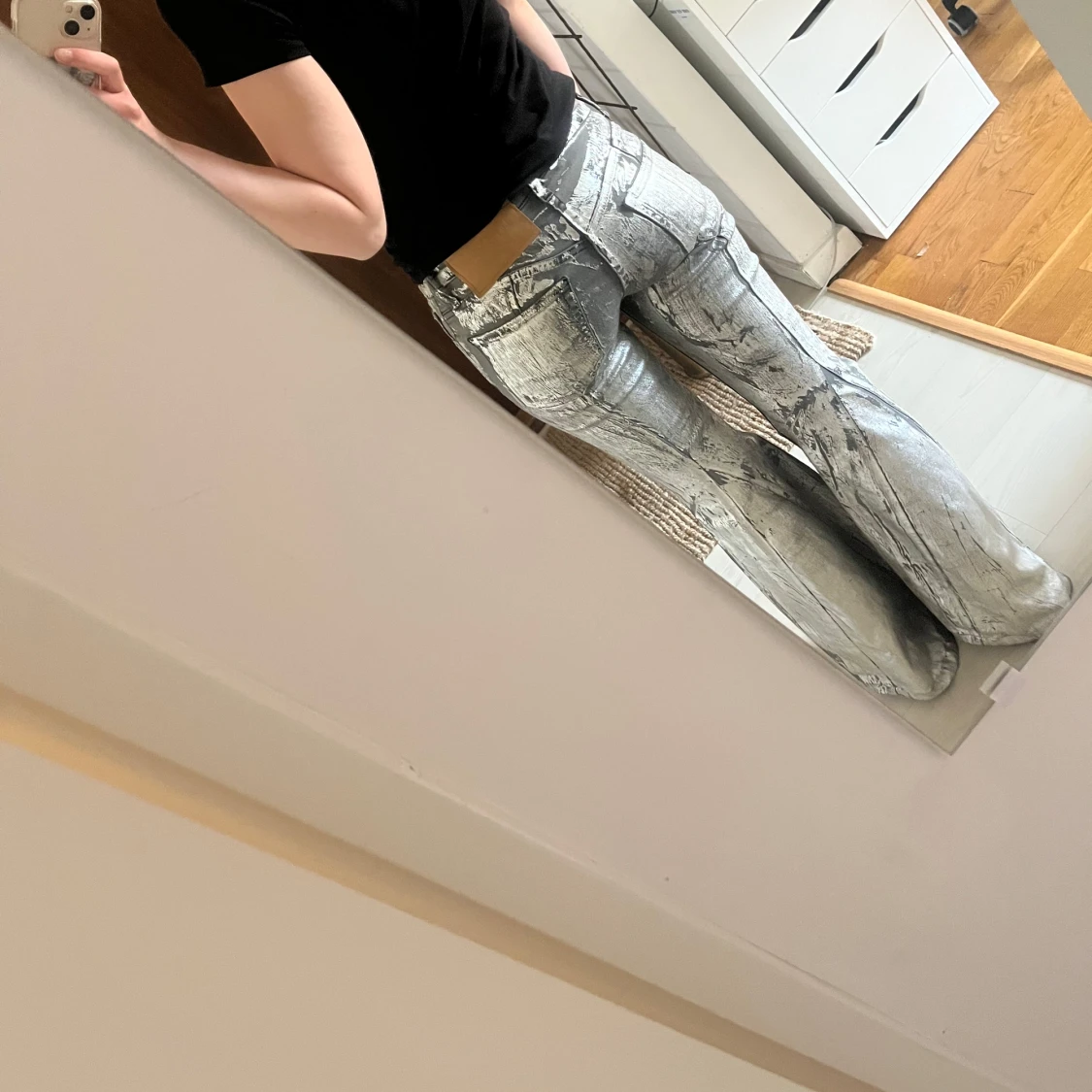 Silvriga bootcut-byxor  - 1