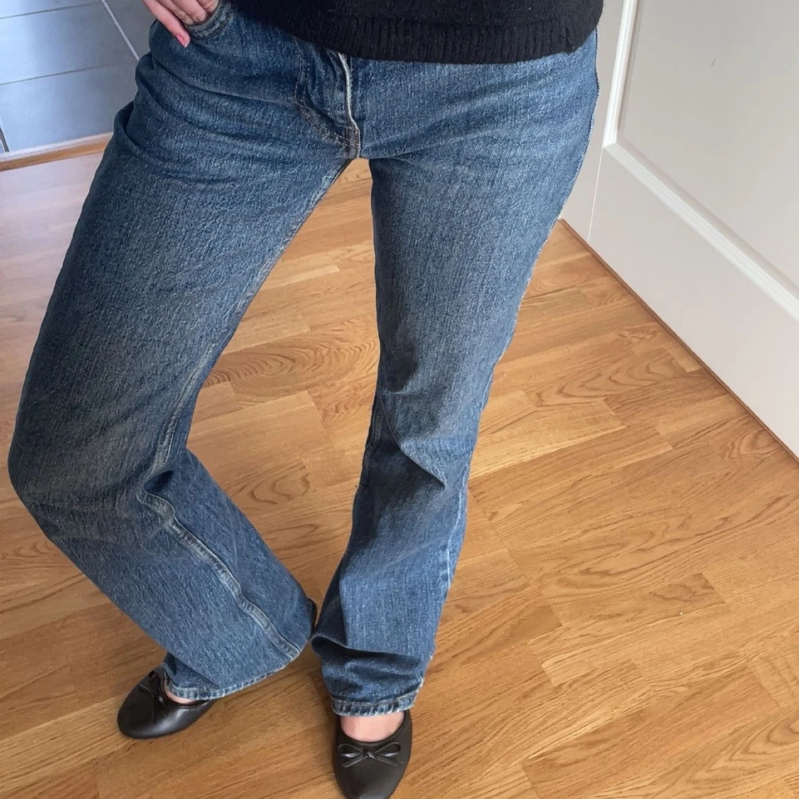 Mörkblå bootcut jeans - 1