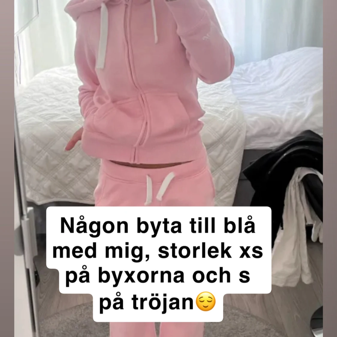Rosa mjukisbyxor med snörning XS