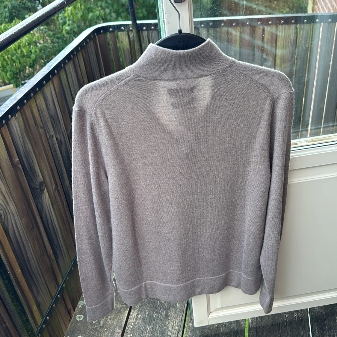 Grå merinoulltröja half zip These Glory Days - 1