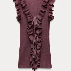 Vinröd volangtop från Zara - Vinröd volangtop från Zara