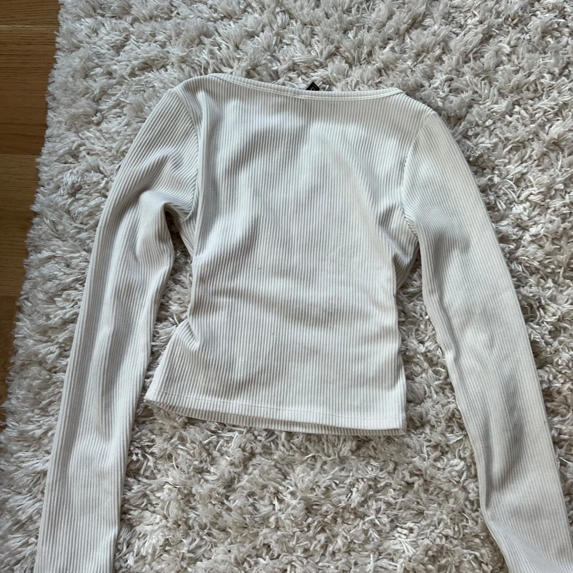 Vit ribbad långärmad topp H&M - 2