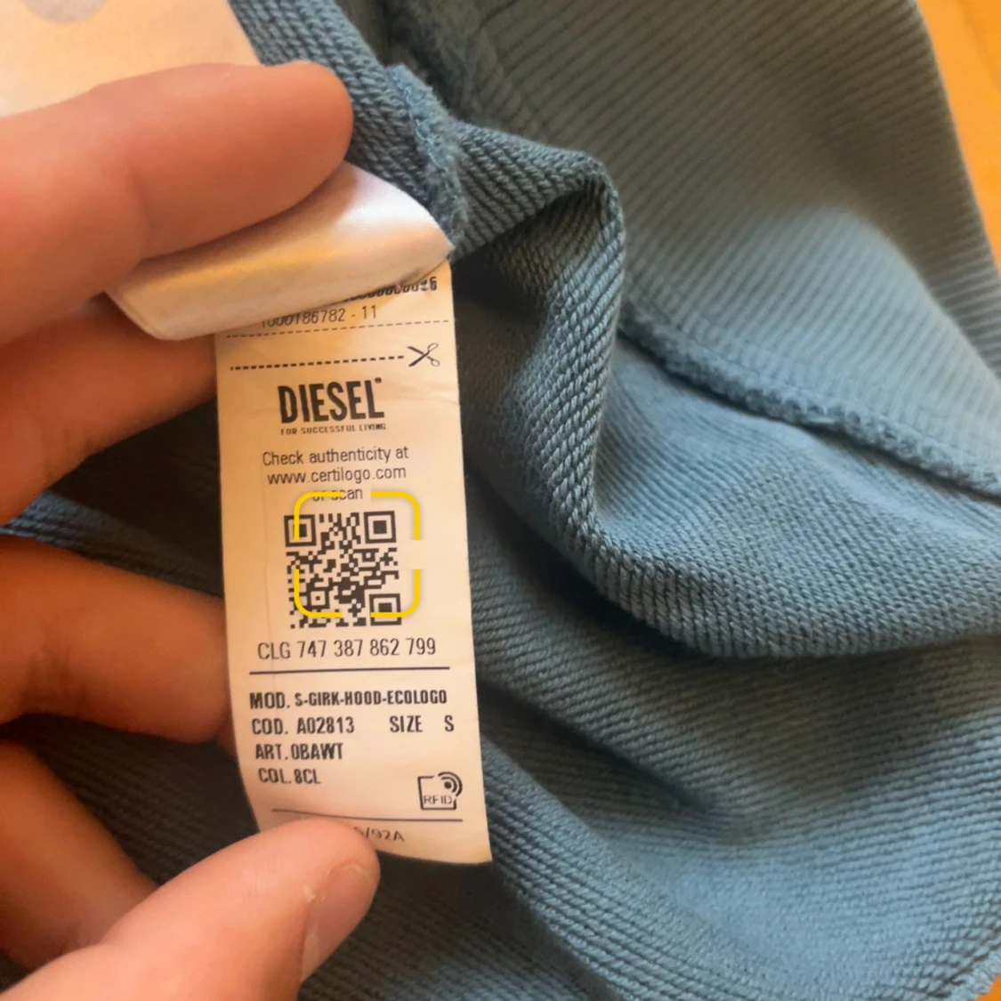 Blå hoodie från Diesel med logga - 1