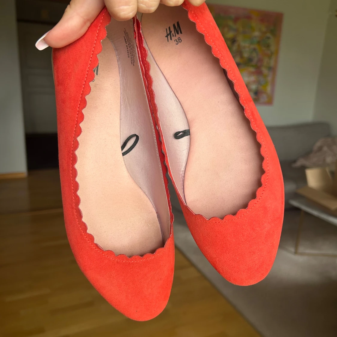 Röda ballerinaskor från H&M, stl 38 - 1