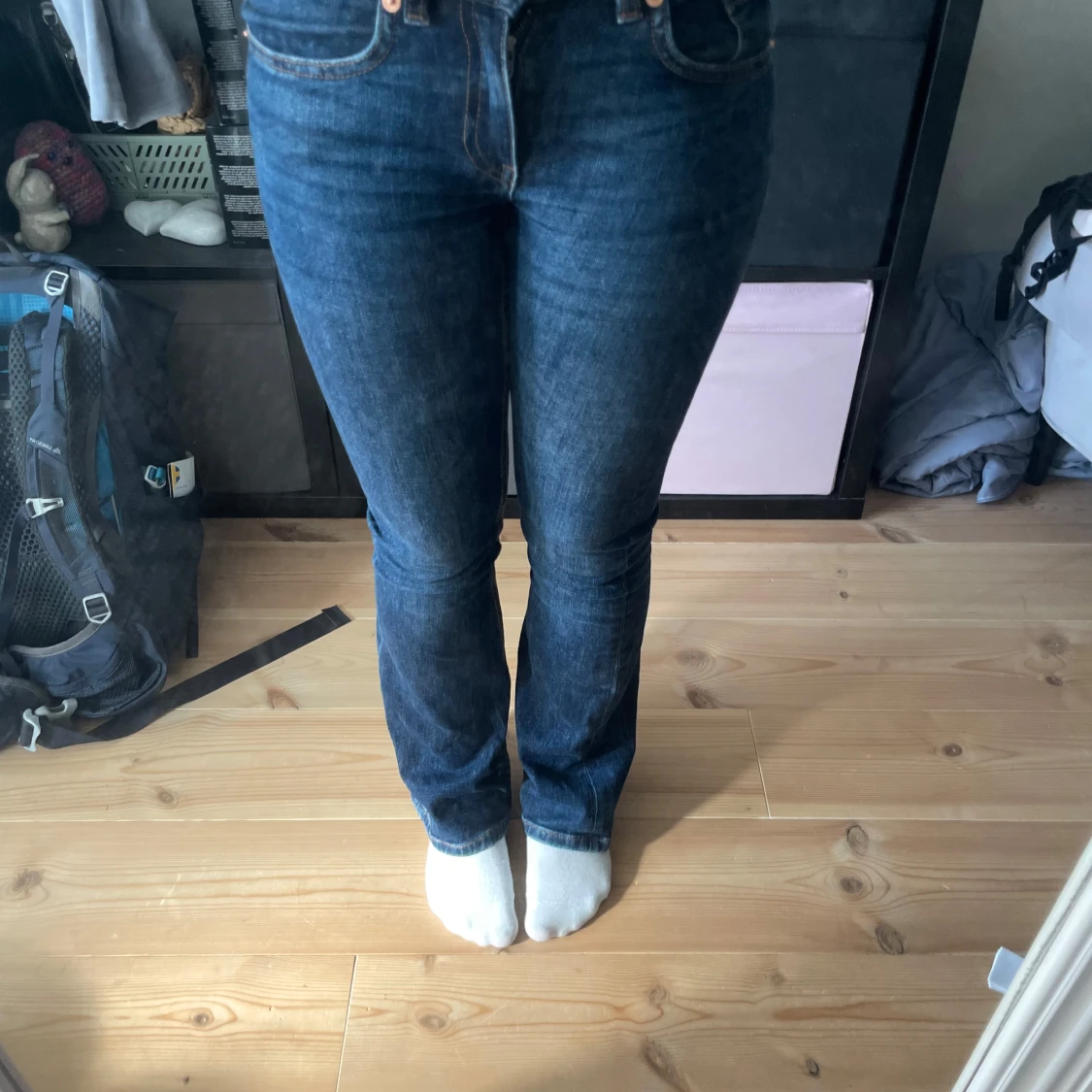 Blå bootcut jeans från 157, XXS