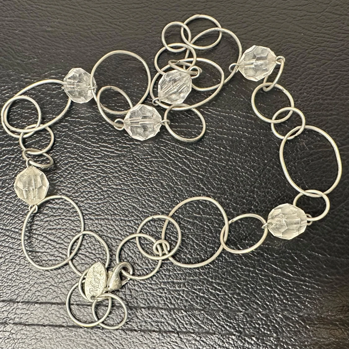 Vintagehalsband med glaspärlor och skulptural metall Retro  - 4