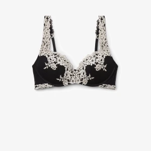 Svart spetskorsett med blommig brodyr - Gioia pretty flowers super push up bh, från intimissimi. Storlek 75B. Frakt ingår ej 