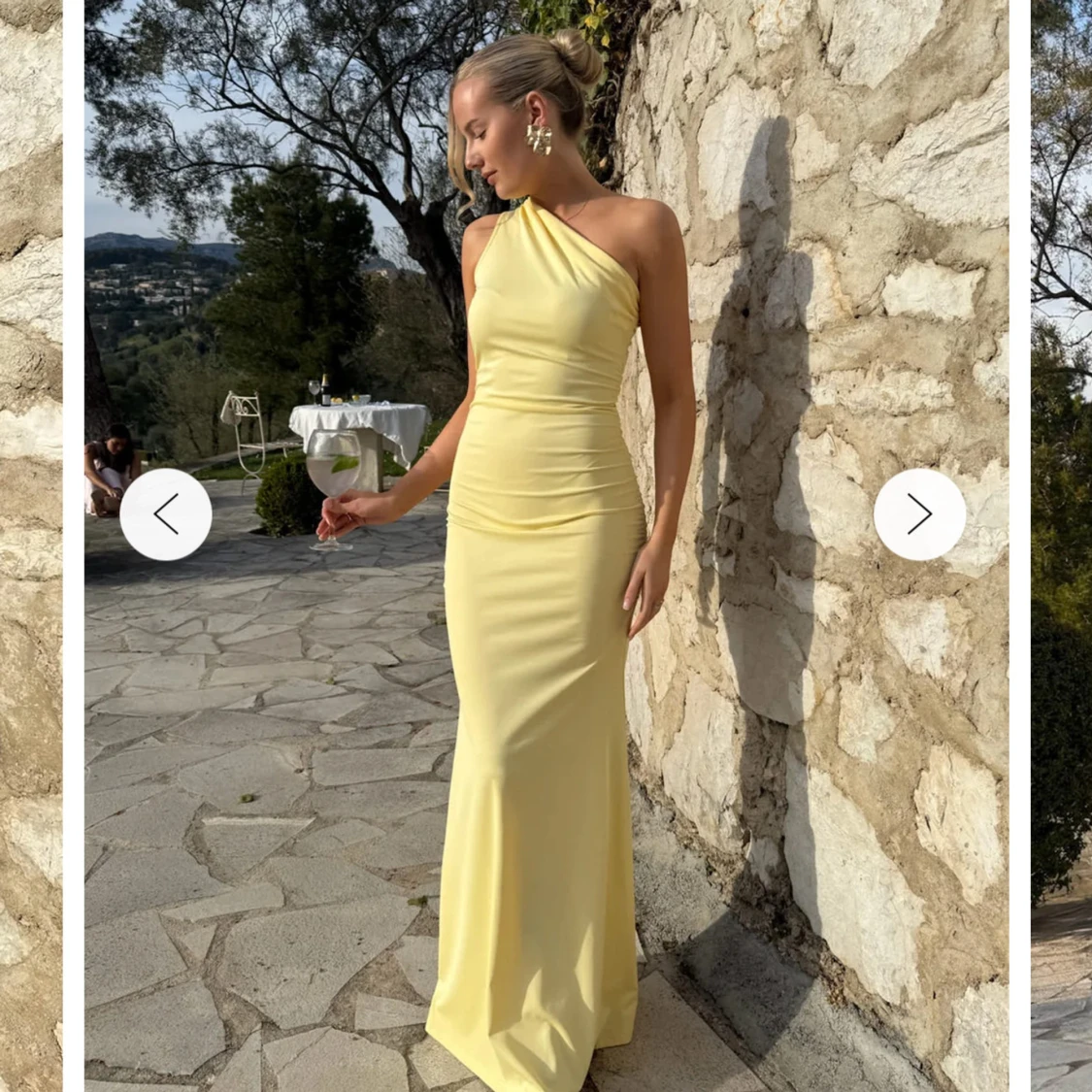 Ljusgul långklänning med oneshoulder