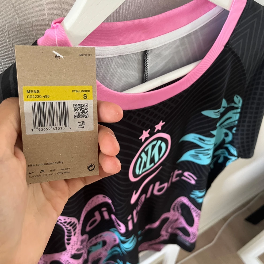 Inter Nike fotbollströja svart/rosa S - 1