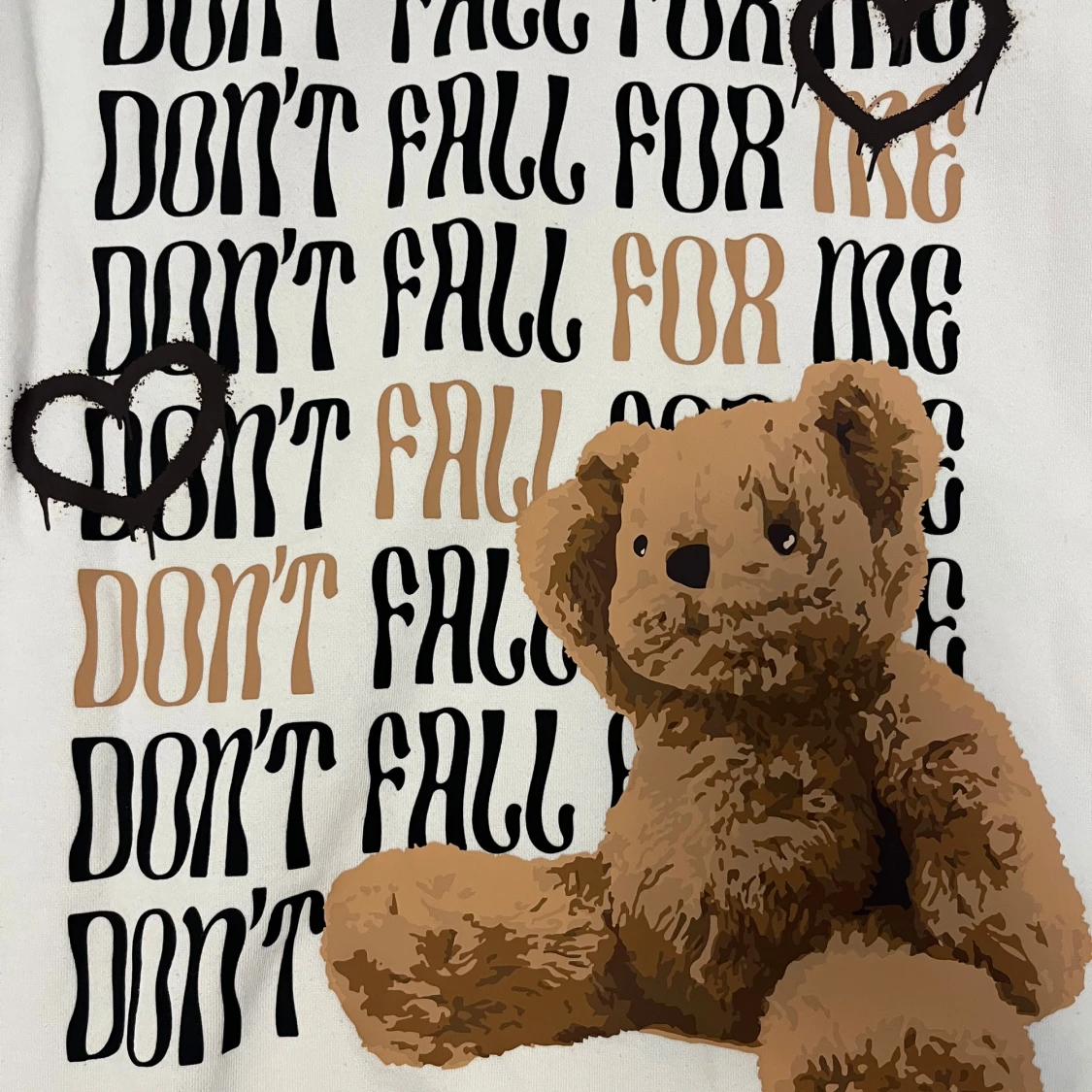 Vit hoodie med nalle och hjärta XS - 2