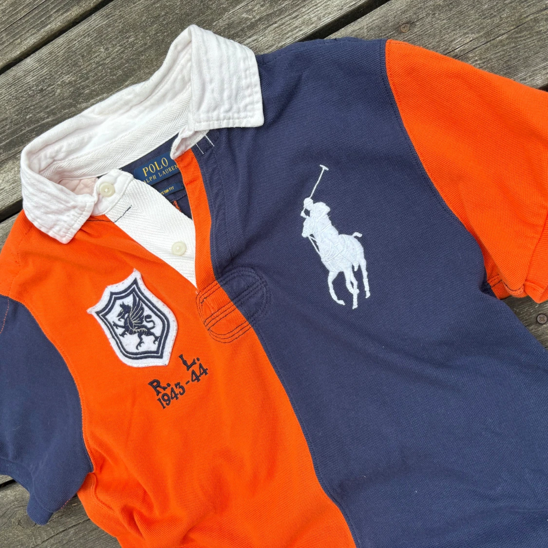 Ralph Lauren pikétröja orange/marinblå - 2