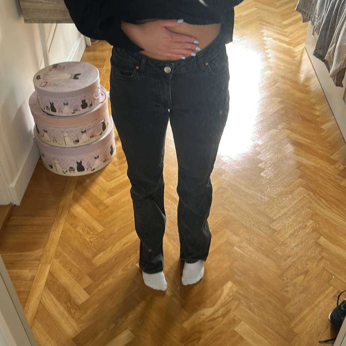 Svarta wide jeans midwaist 26/32