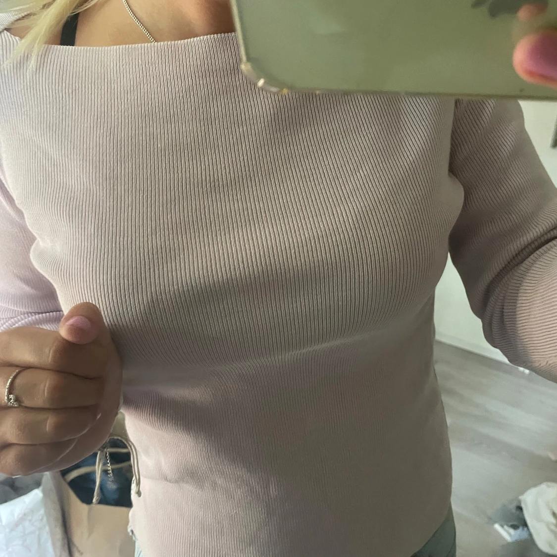 Ljusrosa ribbad topp från Armani Jeans - 1