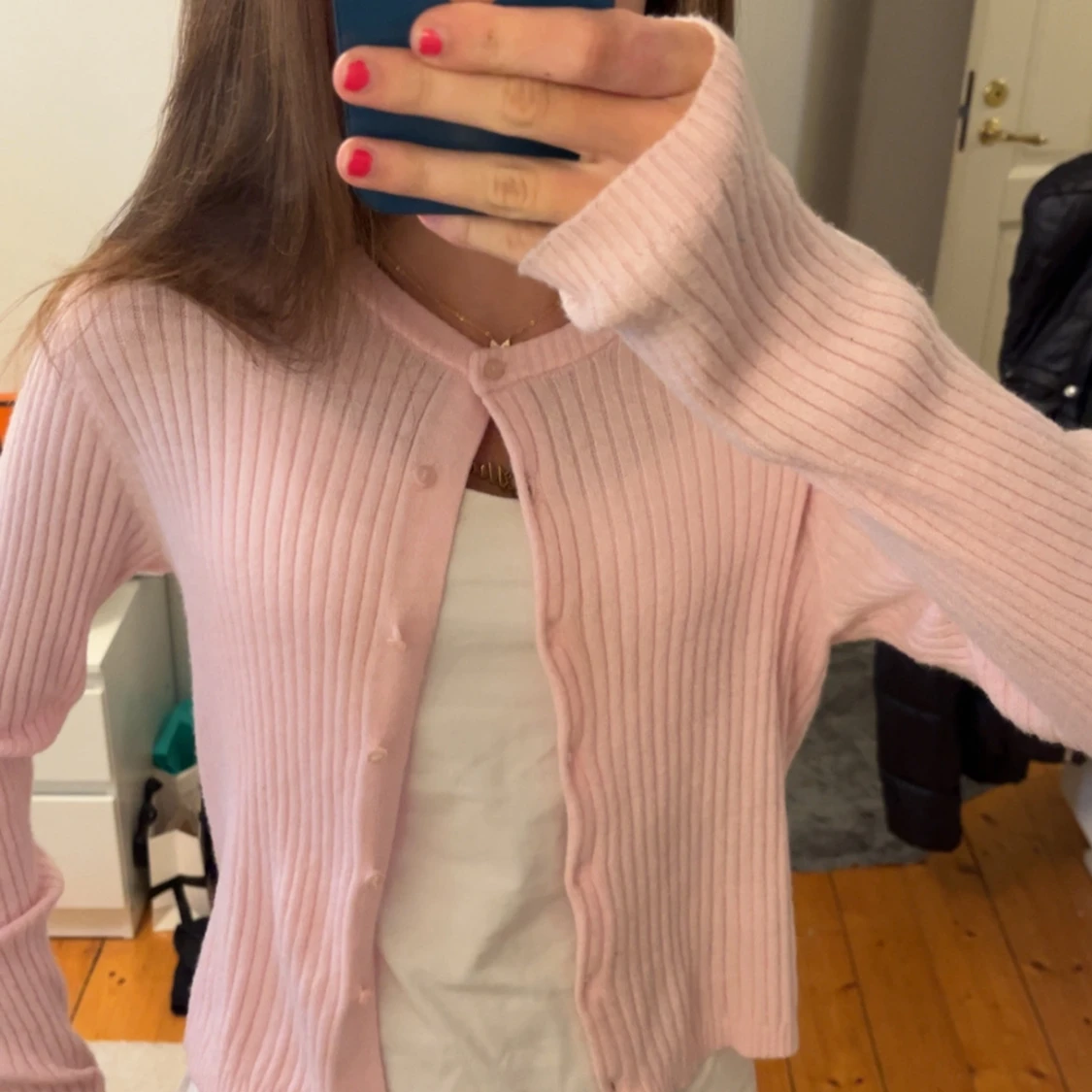 Jättegullig ljustrosa kofta!! - 2