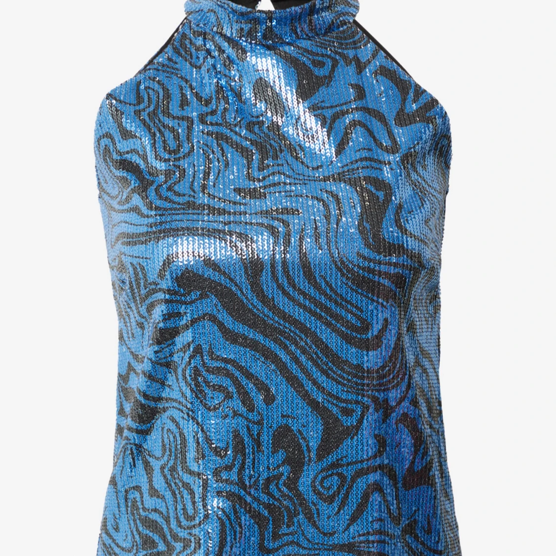 Blå glittrig halterneck topp - 1