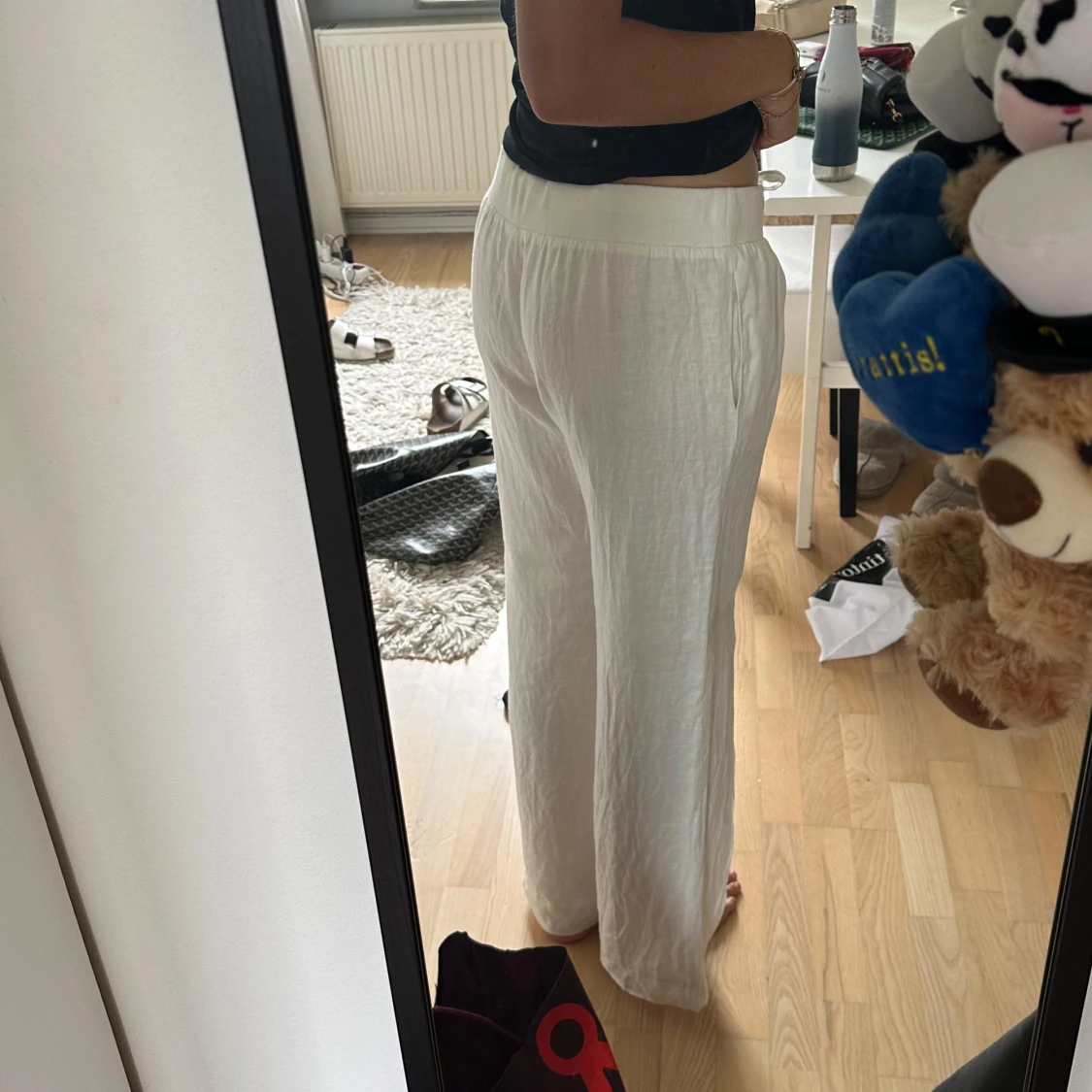 Vita linnebyxor med snörning - 1