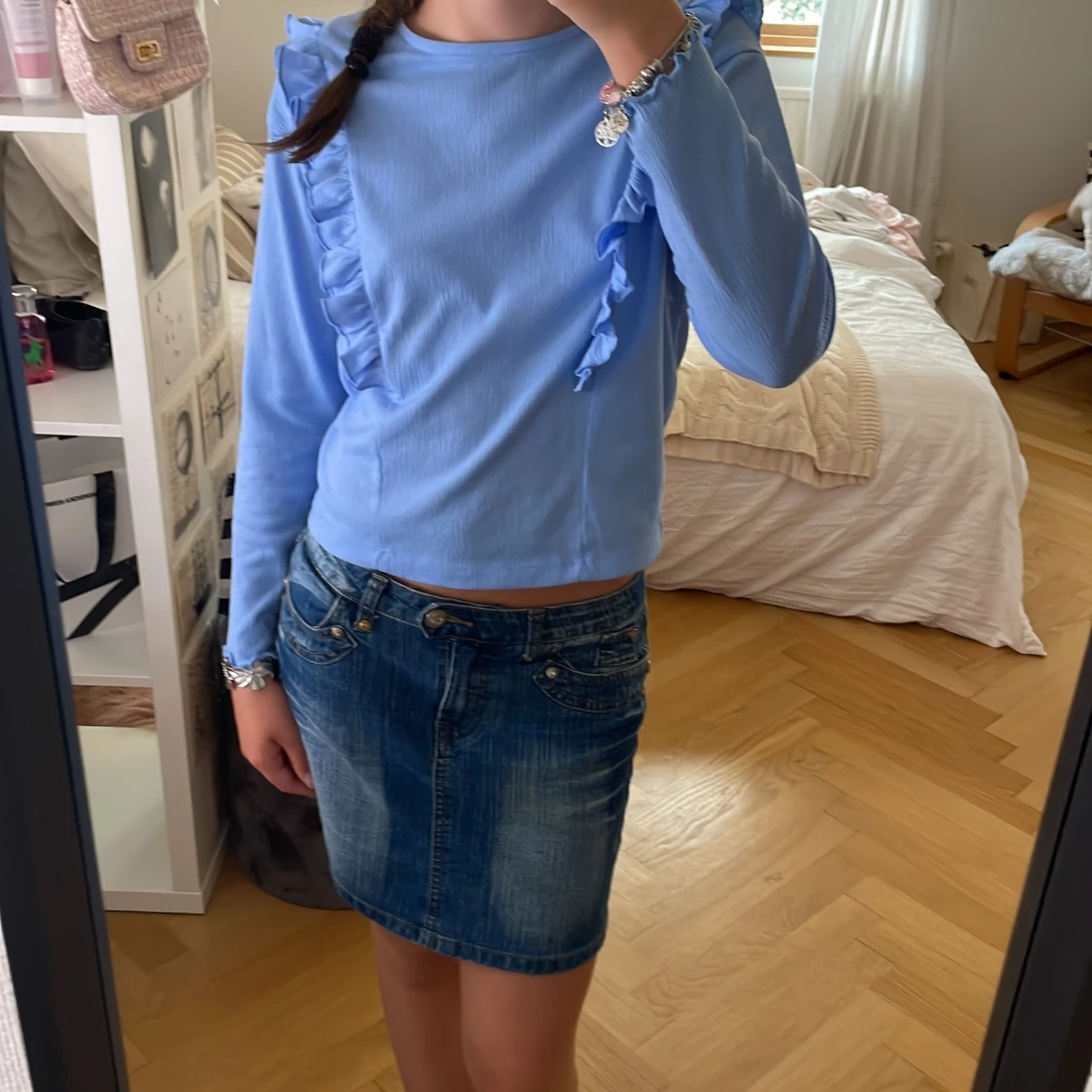 Blå volang blus från Lindex