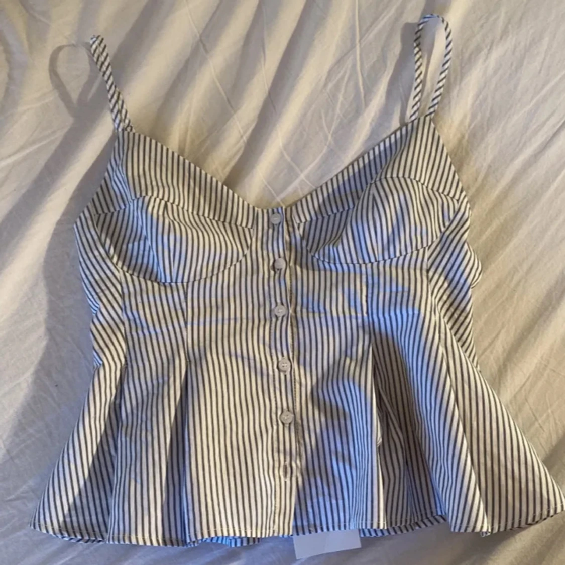 Randig korsett-topp med knappar - 2