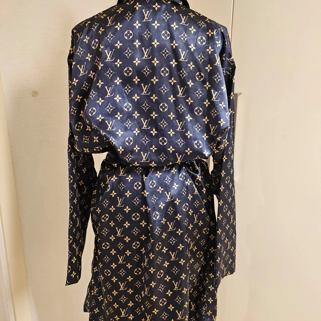 Mönstrad morgonrock i blått - 1