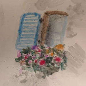 Akvarell målning - En fin handgjord akvarellmålning som ska föreställa ett fönster med blommor!