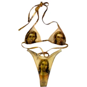 Latex thong & bra set - My latex thong and bra is hand crafted from liquid latex (milk) and ink printed in its wet state which creates an organic look as the print dries into the material COLOR: Natural, semi translucent with pattern  MATERIAL: 100% natural latex and ink. Print is permanent and cannot be removed in any way.  If you want your order in a custom size just message me your measurements after checkout 