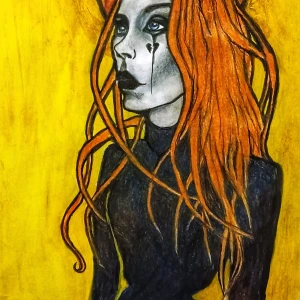 Månblod och RöktKatt - Orginal tavlor i storlek A4 med blandad teknik. Mesta dels akryl. Saknar du det lilla extra att pimpa upp dina triss gamla väggar med. Istället för att börja måla på tapeten i hyresrätten häng upp en unik och udda tavla i orginal ist vettja.🤪😀 200k/styck. 