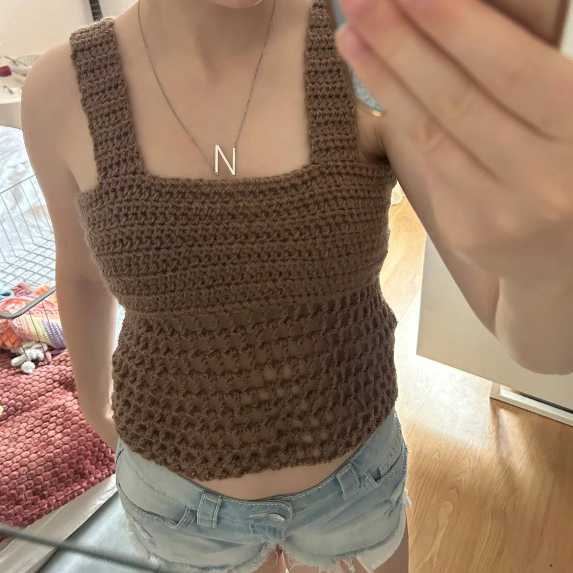 Brun virkad topp - 1
