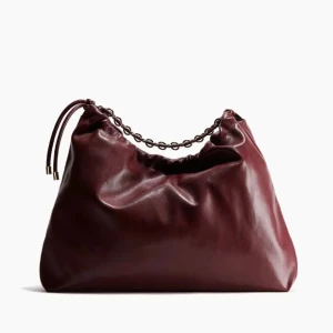 Vinröd/brun väska - Stor väska i vinröd/brun färg med guldhandtag, från hm💕