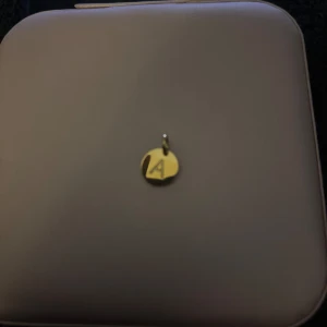 Guldigt halsband med bokstav A - Snyggt halsband i guld med en rund berlock där bokstaven A är ingraverad. Kedjan är tunn och elegant, perfekt för att ge en personlig touch till din stil. Passar dig som vill bära din egen initial eller ge bort som present.