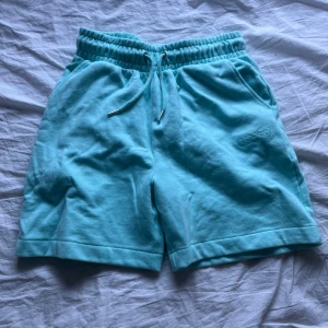 Turkosa shorts från Wow Cubus  - Säljer ett par turkosa shorts från Wow. De har en elastisk midja med snörning och två sidofickor. Perfekta för sommaren och de är i storlek 164 ☺️💕 få antal gånger använd!