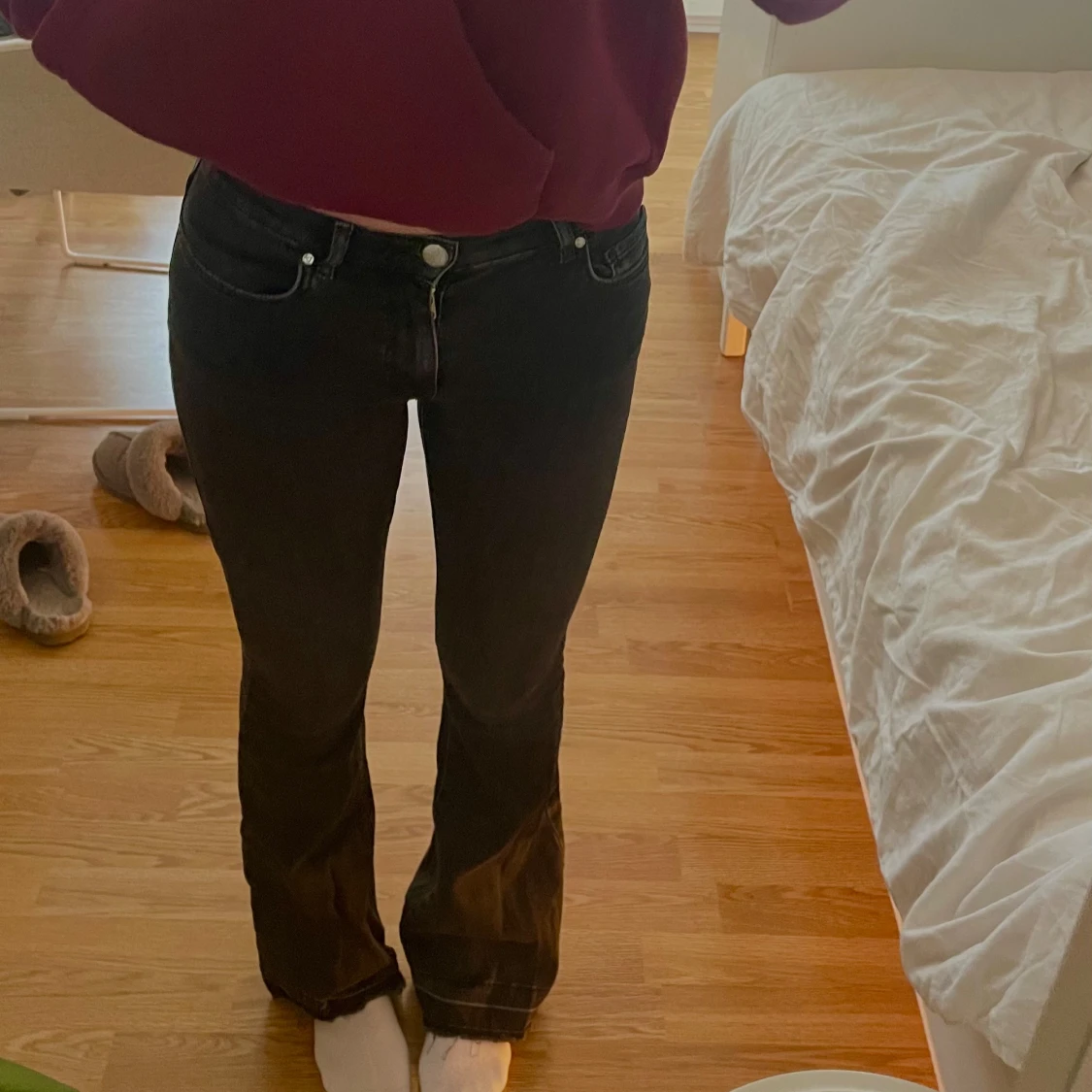 Mörkgråa lågmidjade jeans från bikbok - 2