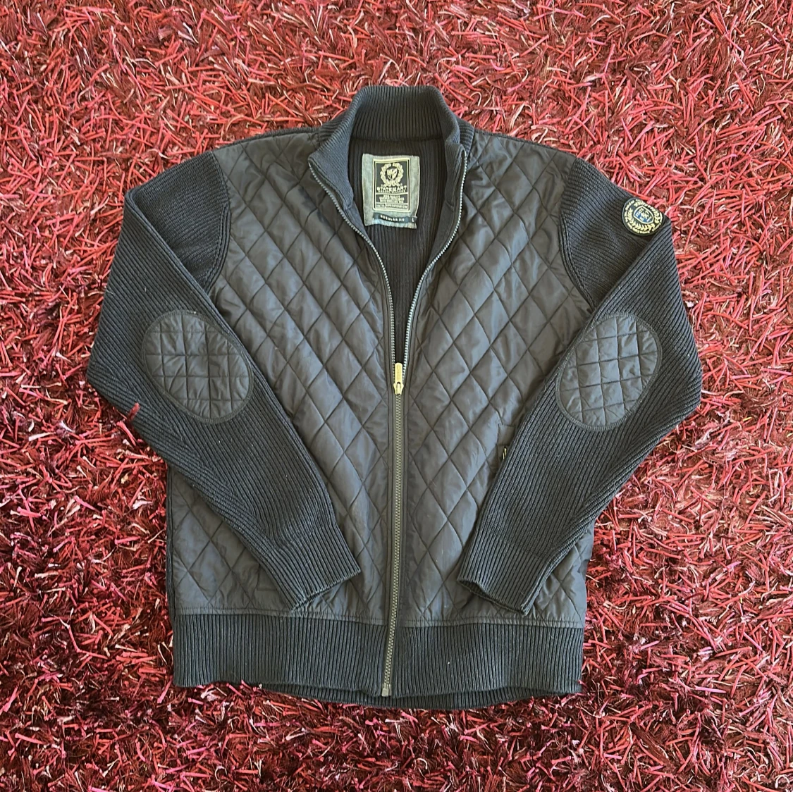 Marinblå quiltad cardigan från State of Art