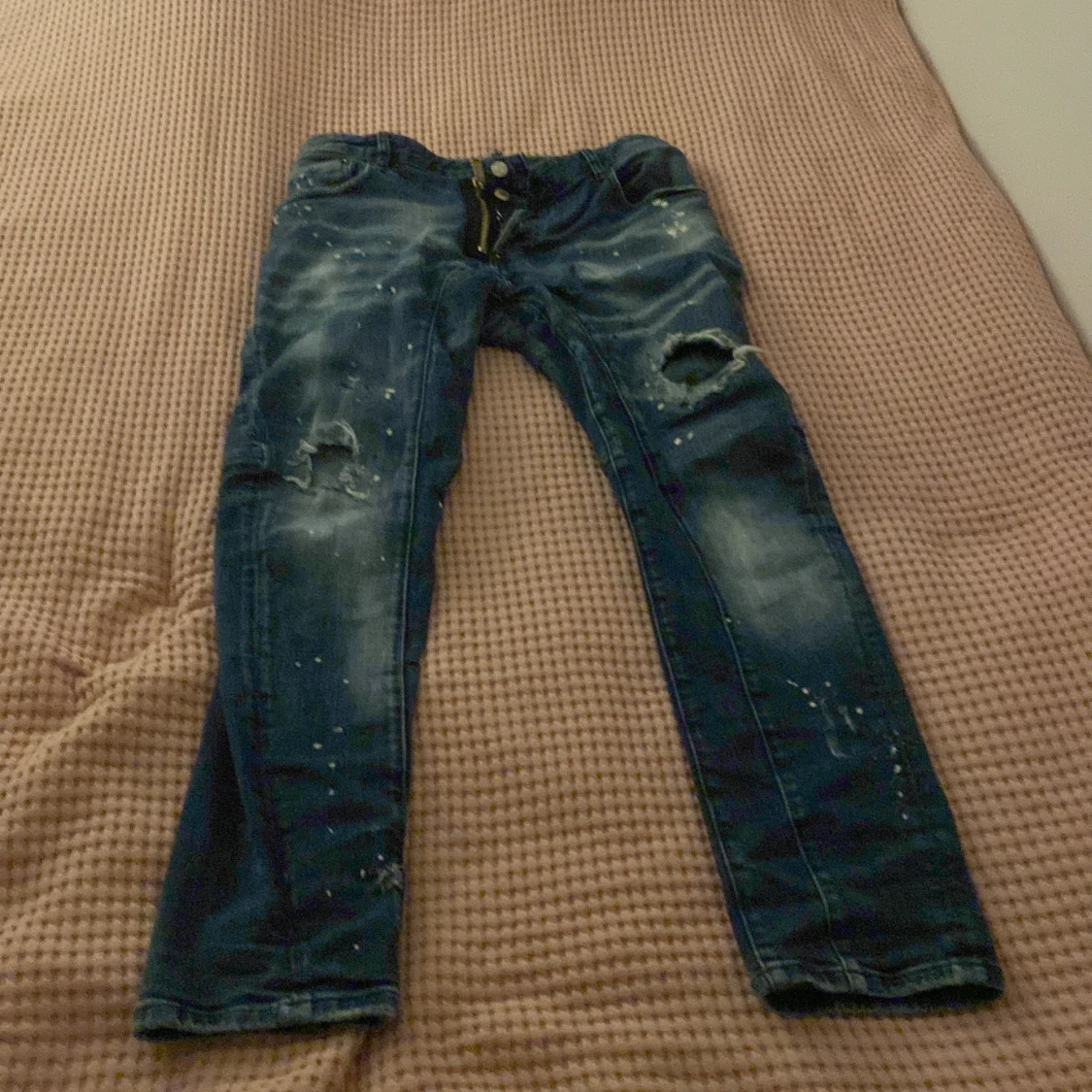 Dsquared2 blå skinny jeans med slitningar