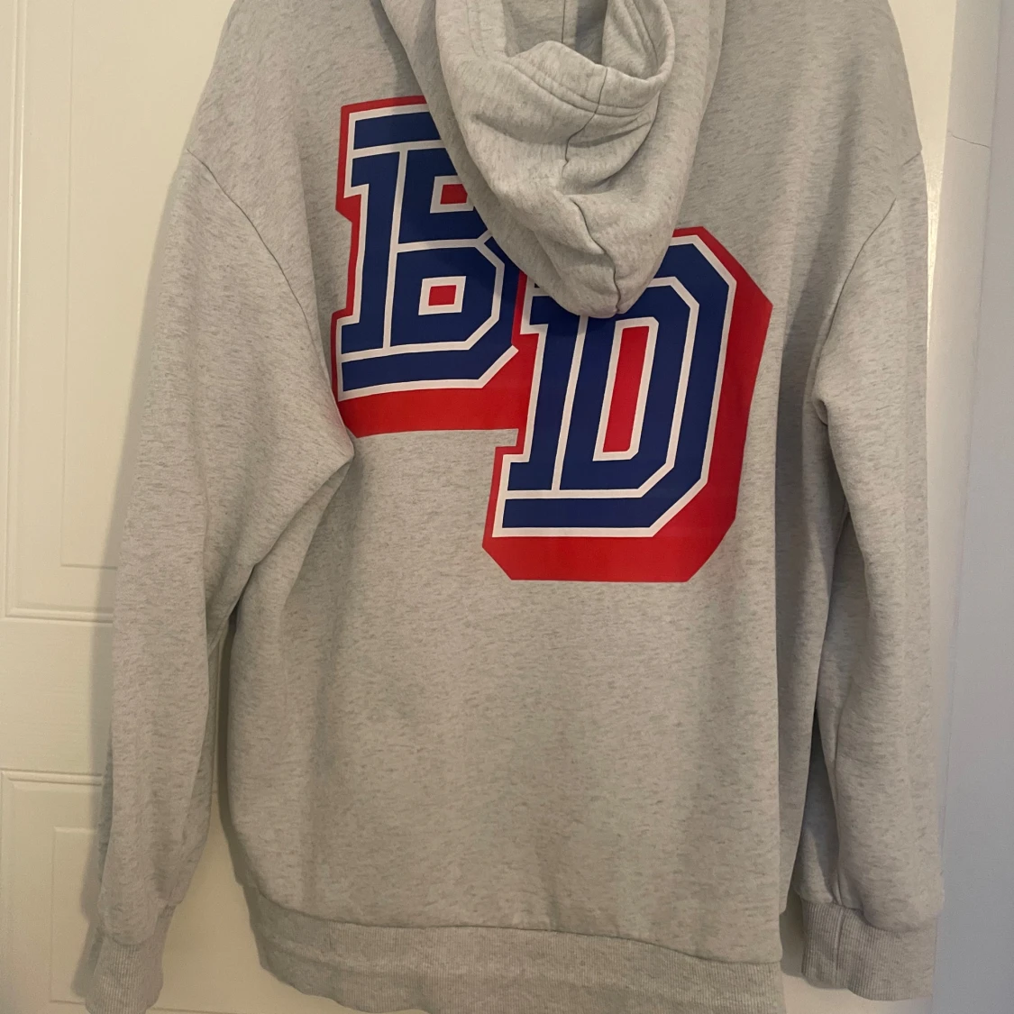 Grå hoodie med BD-tryck - 1