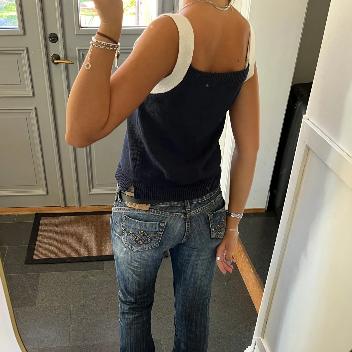 Blå stickad topp - 4