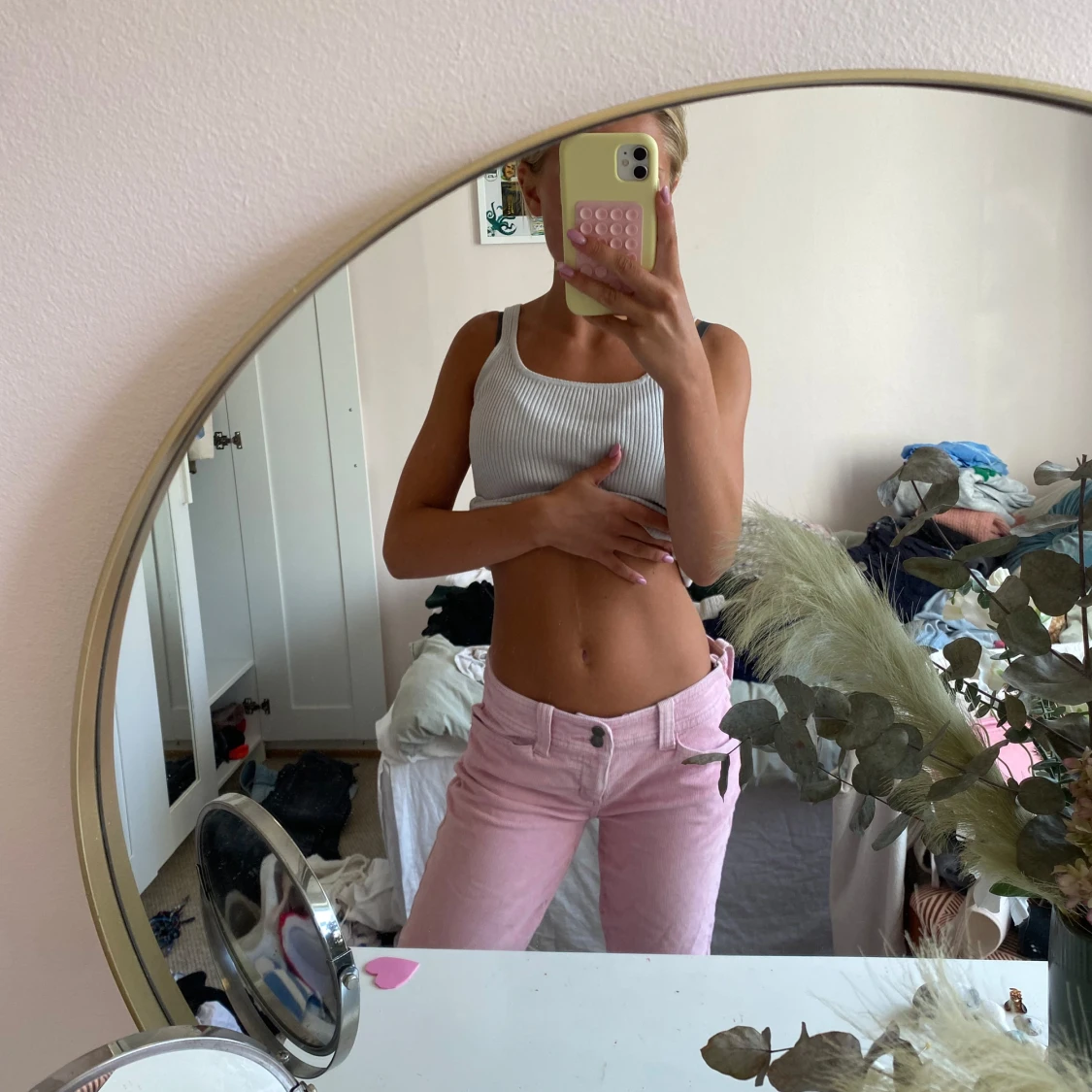 Rosa lågmidjade Bootcut jeans  - 3