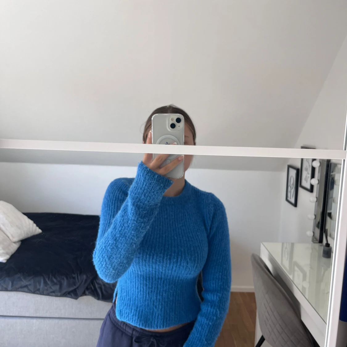 Blå stickad tröja i XS från ZARA 