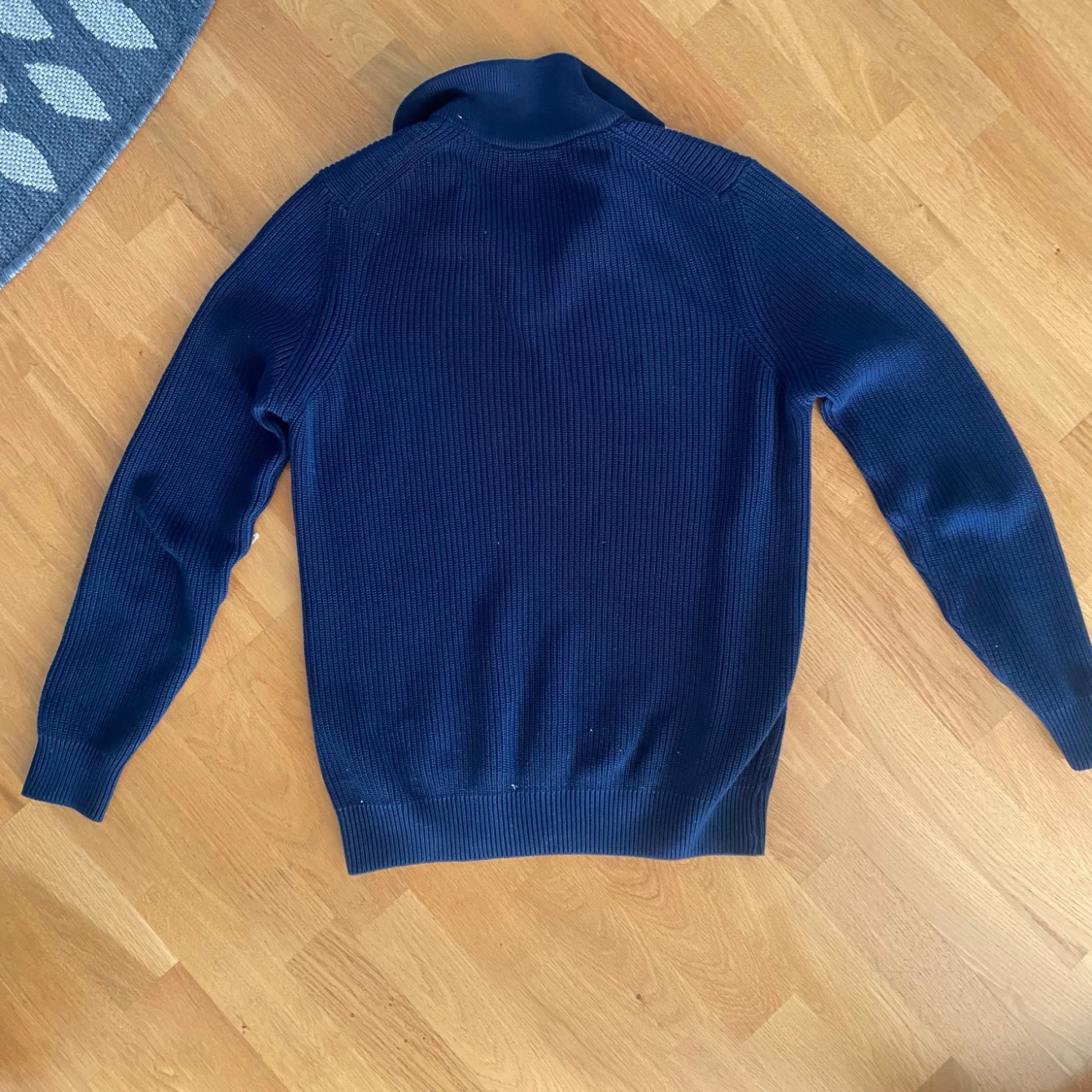 Marinblå stickad half zip-tröja Zara - 1