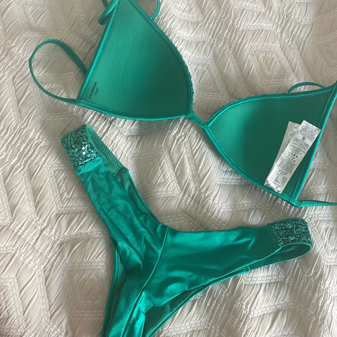 Grön glittrig bikini med paljetter - 2