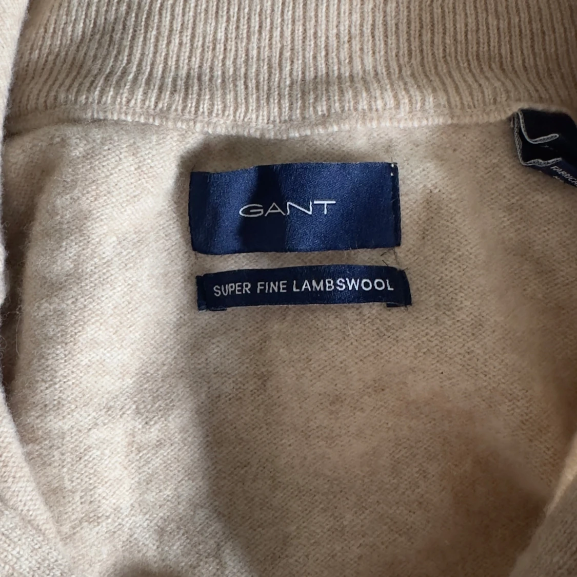 Beige halvzip tröja i lammull från GANT - 2