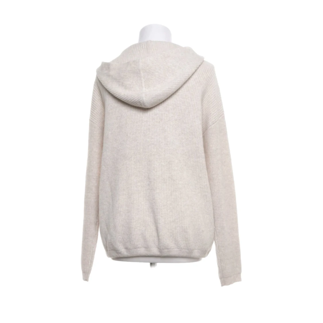 Beige stickad hoodie med dragkedja - 1