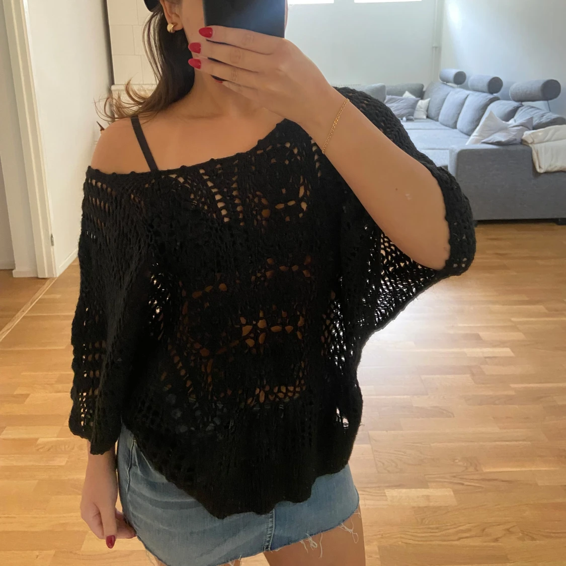 Svart virkad tröja - 2